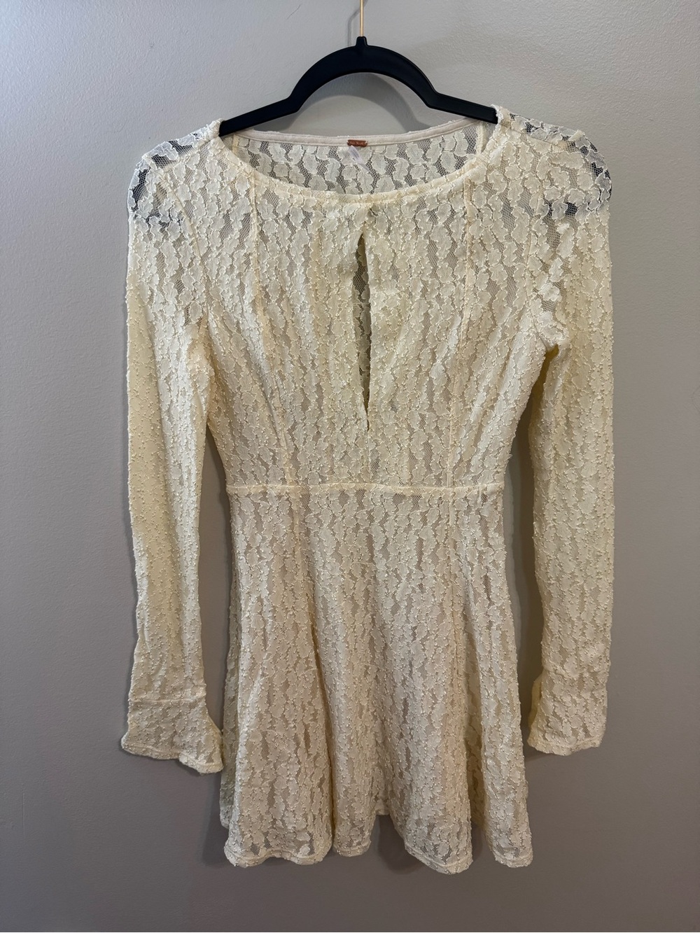 Ivory Lace Long-Sleeve A-Line Dress